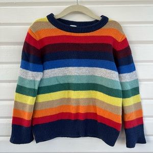 Colorful striped crewneck sweater.